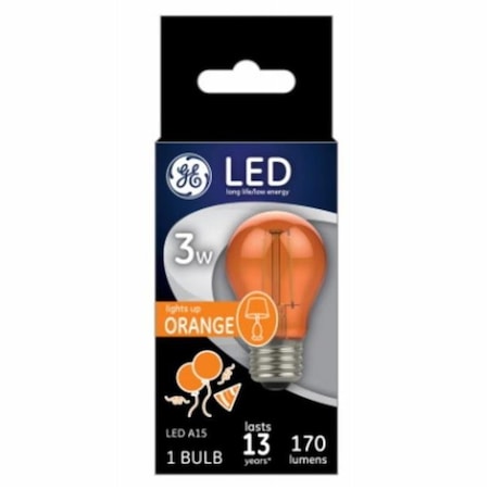 Current G E Lighting 258457 GE3W A15 Party Bulb; Orange 258457